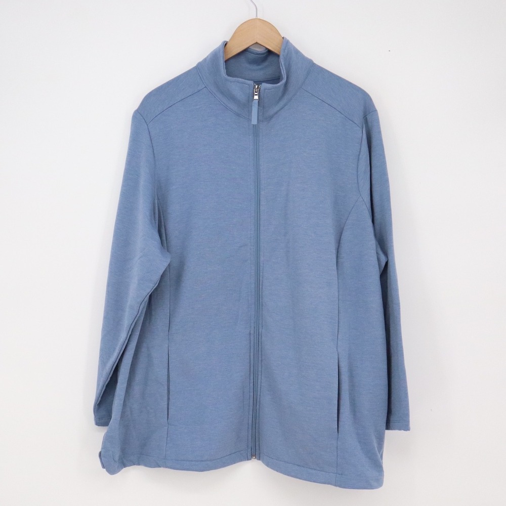 Croft & Barrow Jacket Womens 2X Blue Full Zip Mock Neck New